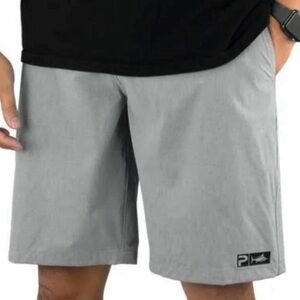 Pelagic Deep Sea Hybrid Fishing Shorts Gray Black 36